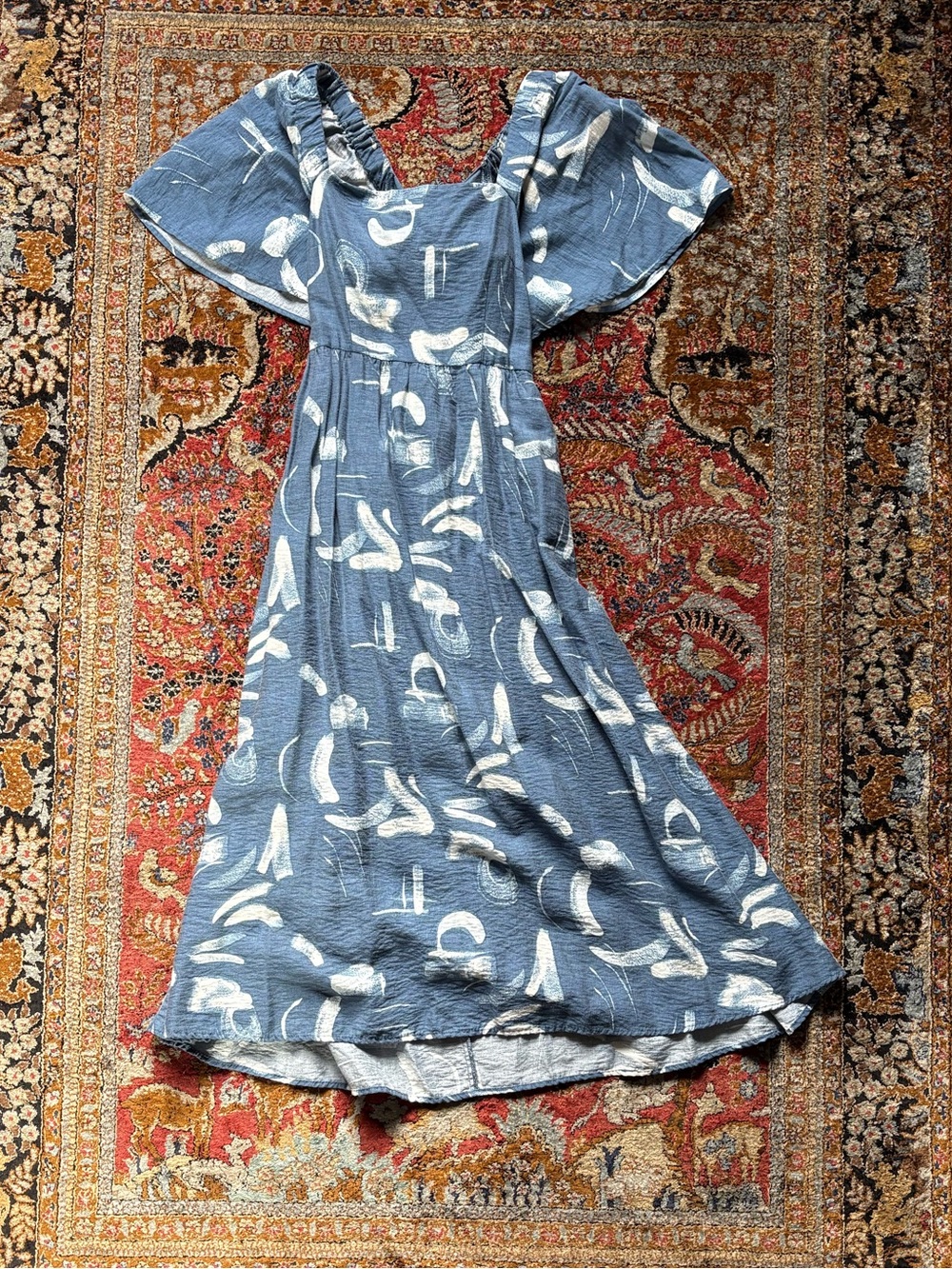 a new day Blue Abstract-Print Midi Dress